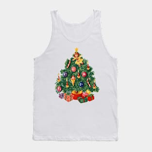 1980s Ugly Christmas Sweater Retro Christmas Tree Tank Top